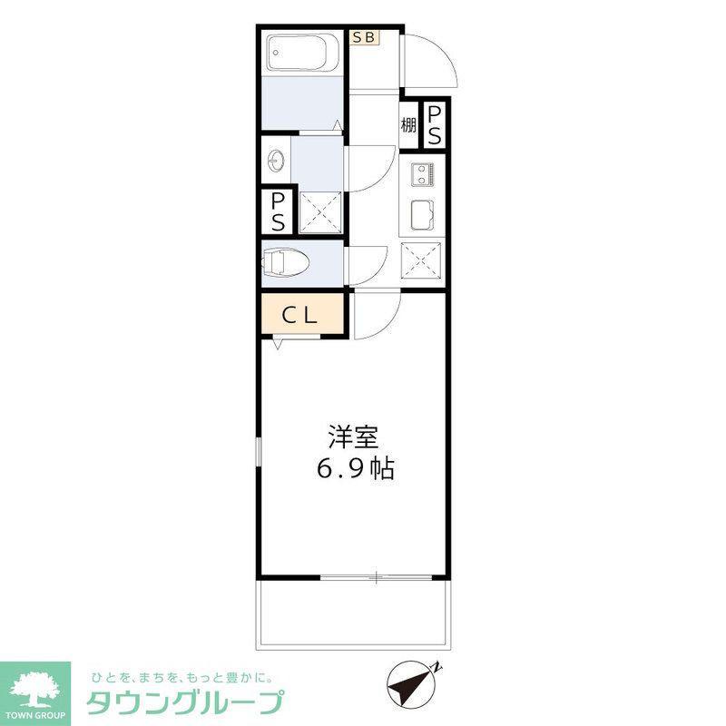 ハピネス元町(1K/3階)の間取り写真