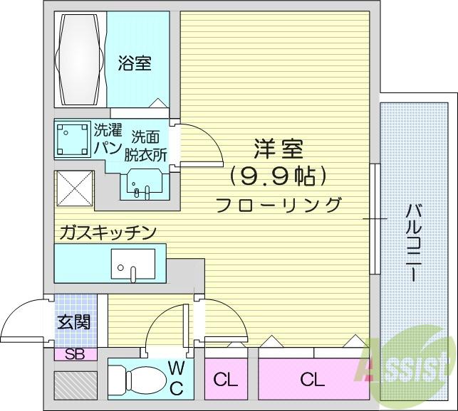 プリエ・パルⅡ(1K/3階)の間取り写真