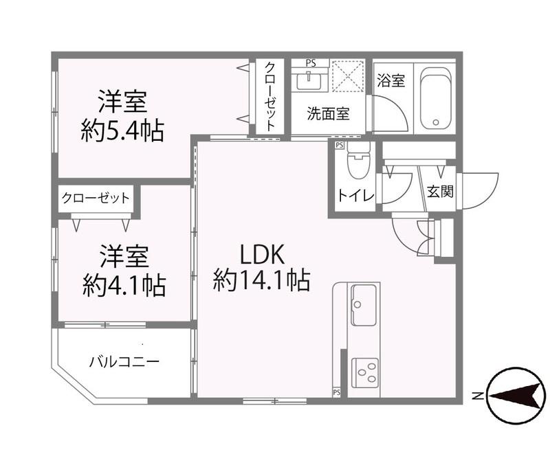 グラン今里ノース(2LDK/2階)の間取り写真