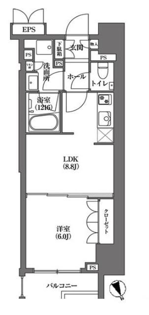 HAMACHO APARTMENTS(1LDK/15階)の間取り写真