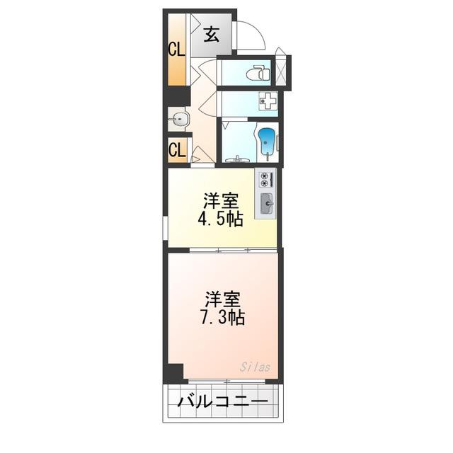 アイカーサ富小路(1DK/3階)の間取り写真