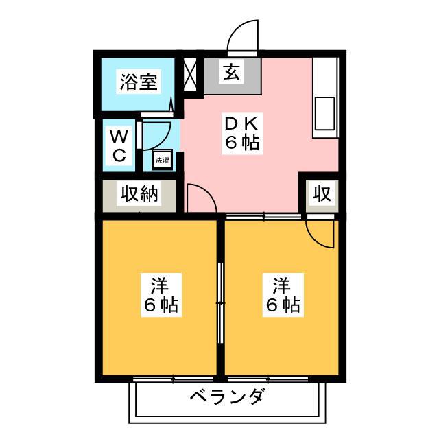シティハイツ岩下 B(2DK/2階)の間取り写真