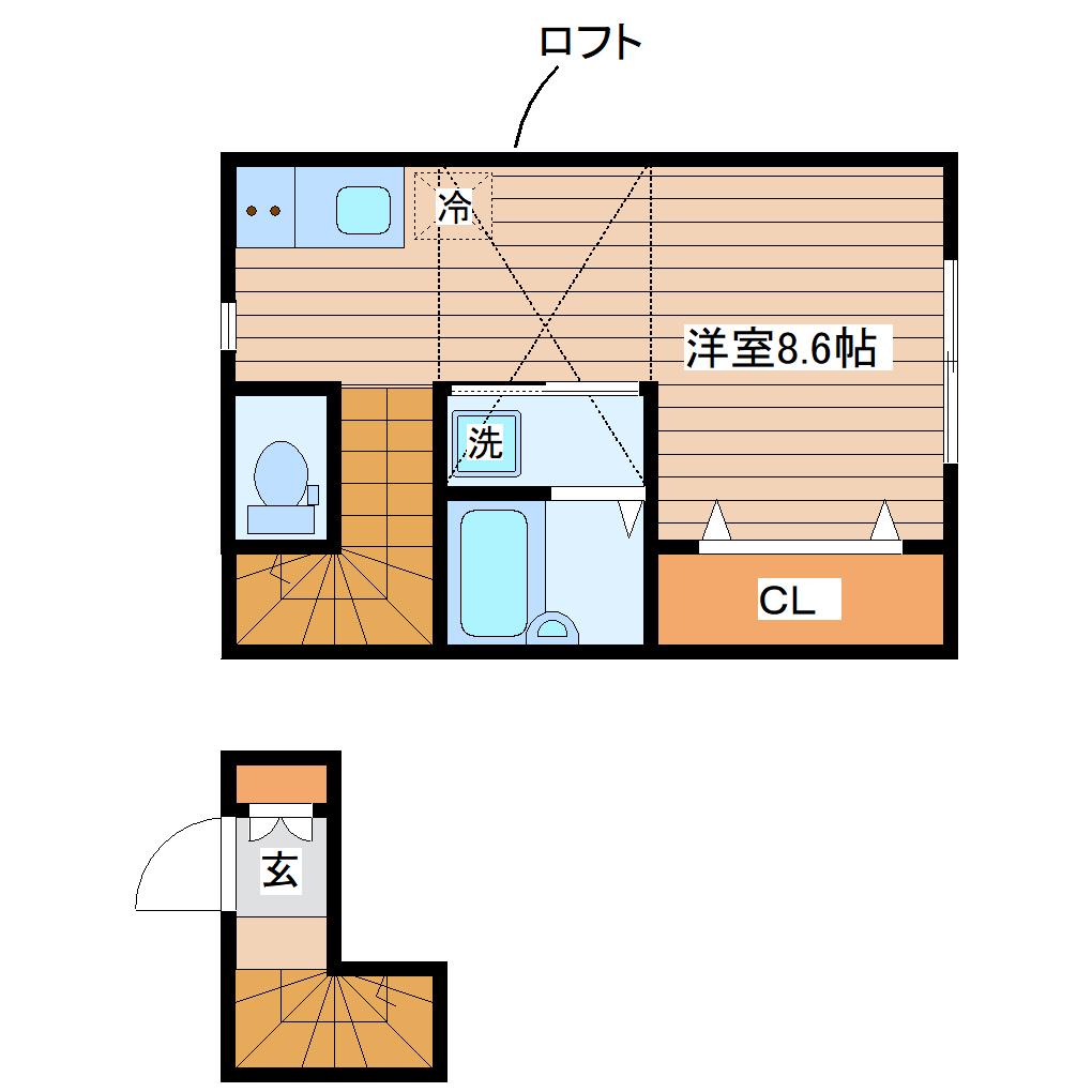 サンヴューズ桜木町(ワンルーム/2階)の間取り写真