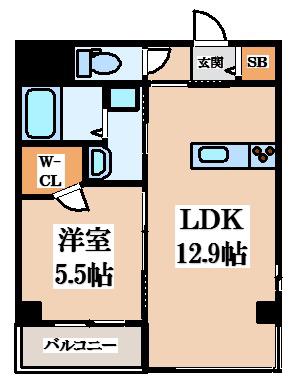 グランディール(1LDK/2階)の間取り写真