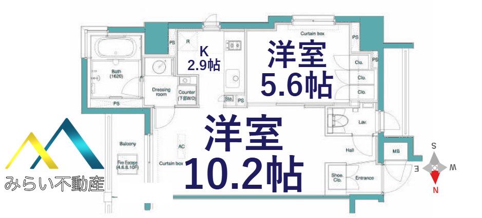 プラウドフラット横浜(1LDK/10階)の間取り写真