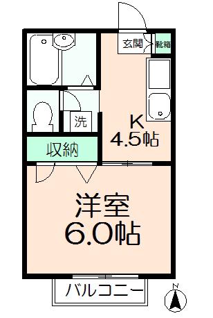 フラワーヒル(1K/2階)の間取り写真
