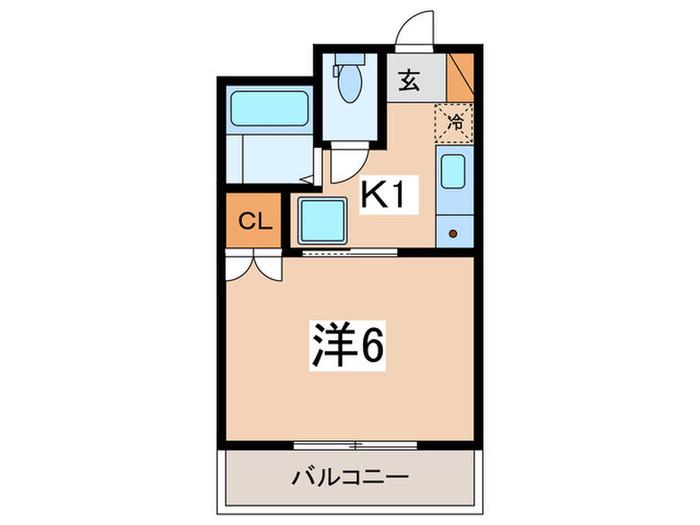 オルタンシア南台(1K/1階)の間取り写真