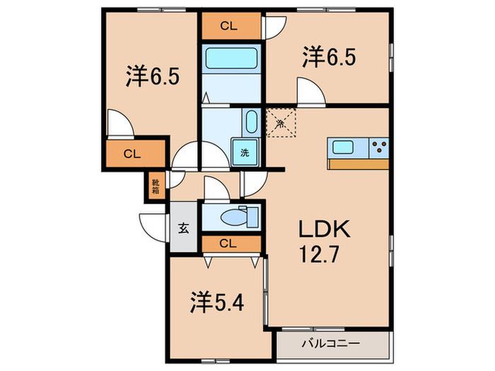 グルーブ五色山(3LDK/2階)の間取り写真