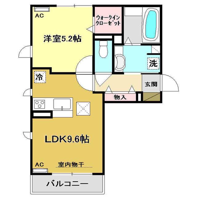 ホワイト ヒル(1LDK/1階)の間取り写真