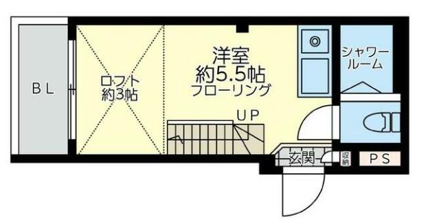パーセク稲田堤(ワンルーム/2階)の間取り写真