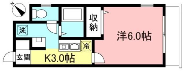リバティー烏山(1K/1階)の間取り写真