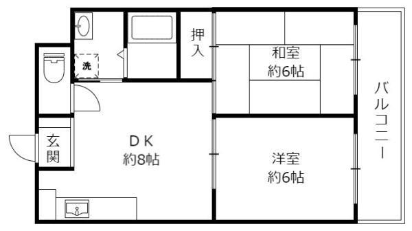 ローベルジーヌ野洲(2DK/3階)の間取り写真