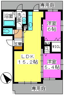 ラフィーネ(2LDK/1階)の間取り写真