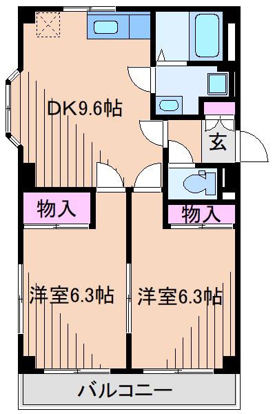 メゾンシード(2DK/2階)の間取り写真