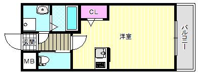 サンライフ北田辺(ワンルーム/3階)の間取り写真