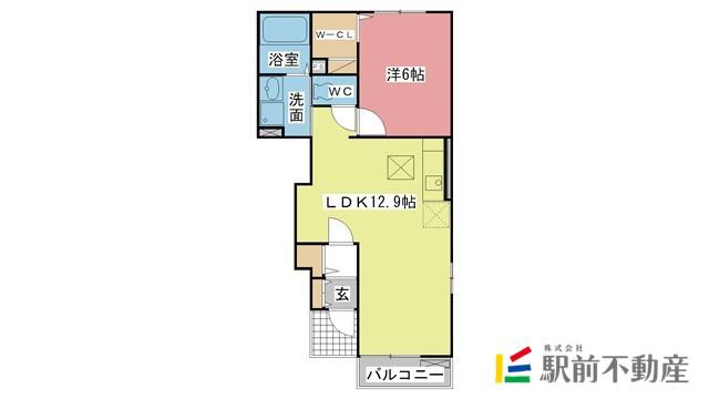フランメゾンII(1LDK/1階)の間取り写真