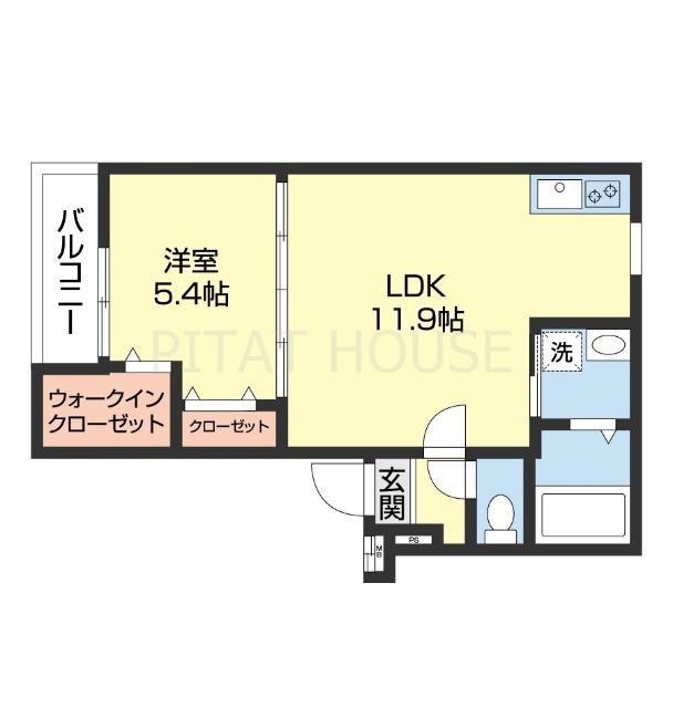 フジパレス吹屋町ウエスト(1LDK/1階)の間取り写真