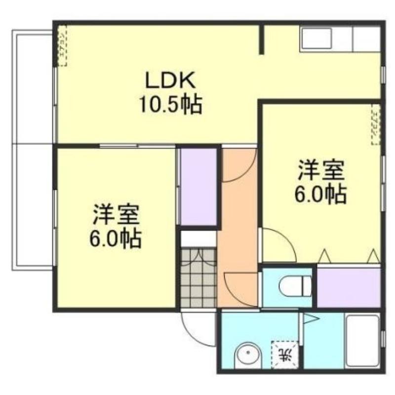 リッツガーデンII(2LDK/2階)の間取り写真