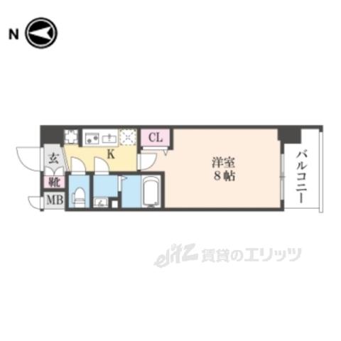 ソルテラス嵯峨嵐山(1K/2階)の間取り写真
