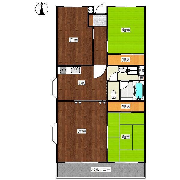 マンション川口(4DK/1階)の間取り写真