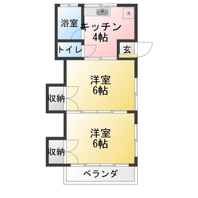 常盤荘(2K/2階)の間取り写真
