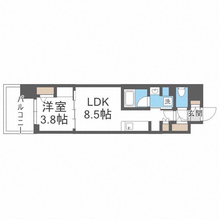 アーバネックス心斎橋イースト(1LDK/13階)の間取り写真