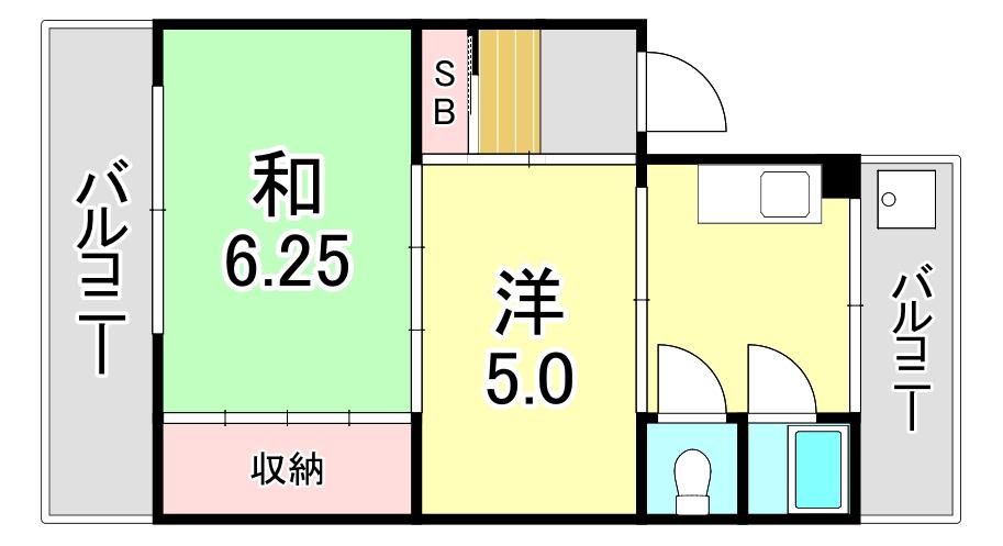 ロイヤルハイツ(2DK/2階)の間取り写真