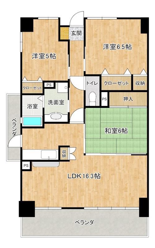 足立マンション2番館(3LDK/3階)の間取り写真