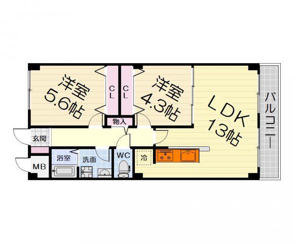 アピチェ(2LDK/2階)の間取り写真