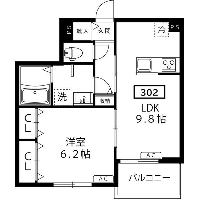 クレールK(1LDK/3階)の間取り写真