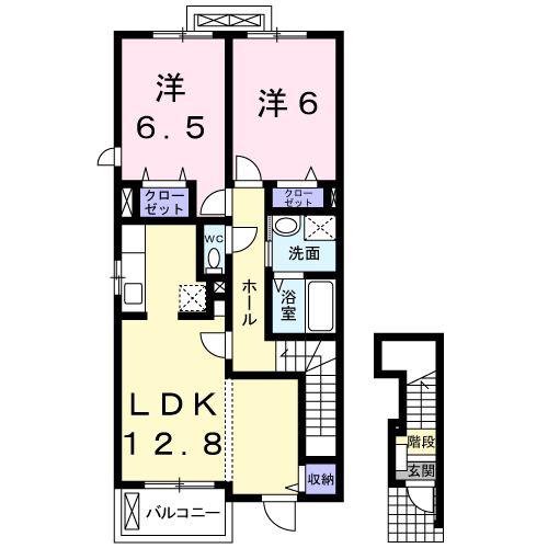 ソレアードD(2LDK/2階)の間取り写真