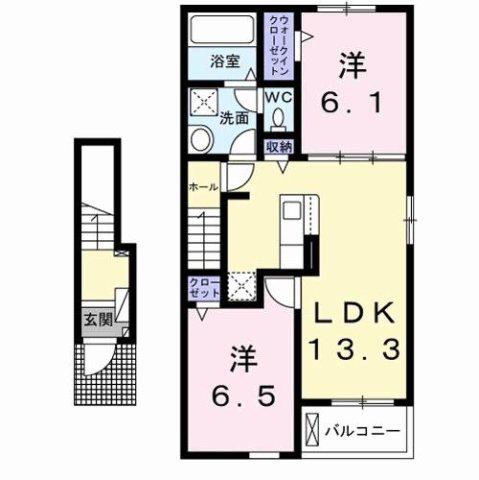 フィールズイーストB(2LDK/2階)の間取り写真