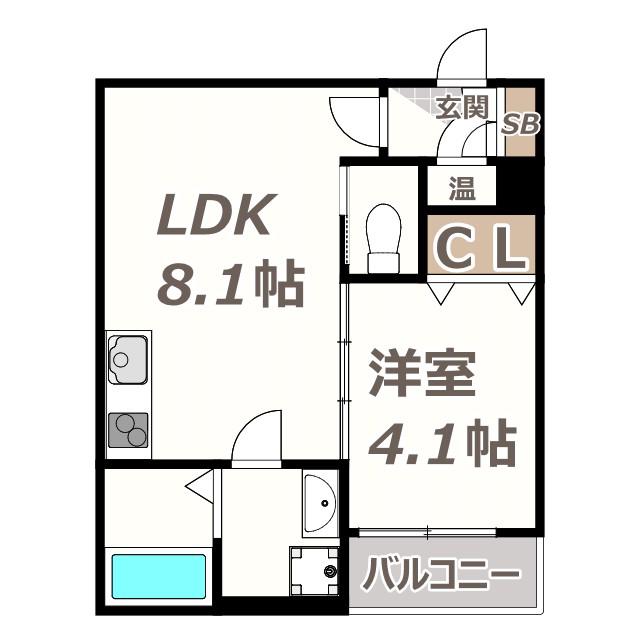 ローズガーデン矢田(1LDK/2階)の間取り写真