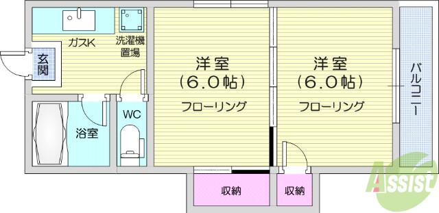 林ビル(2K/2階)の間取り写真
