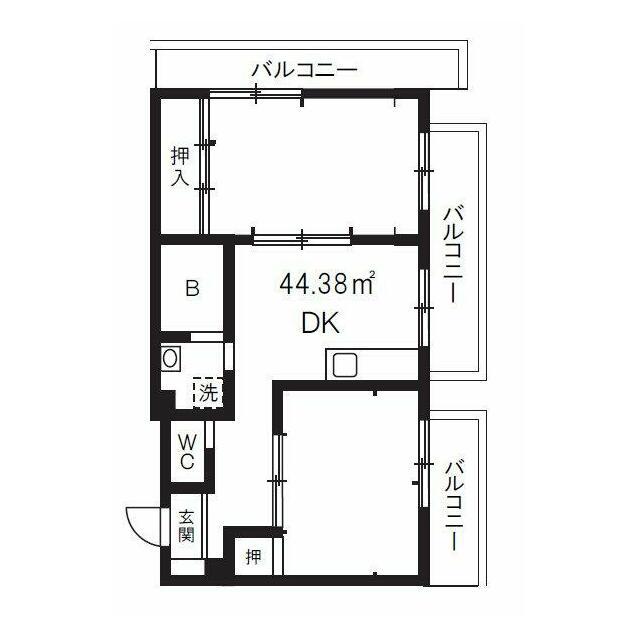 パークサイド南大井(2DK/4階)の間取り写真