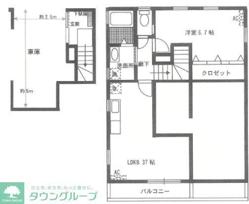 戸建て2階(1LDK/2階)の間取り写真