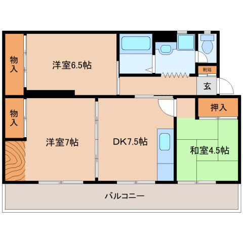 レジデンス広瀬台(3DK/3階)の間取り写真