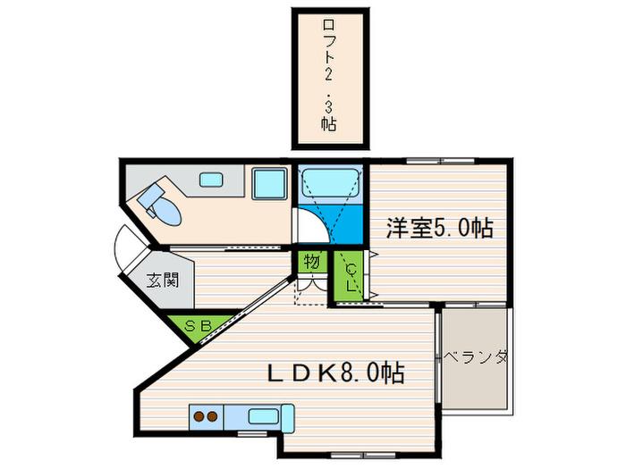 稲荷新風庵(1LDK/2階)の間取り写真