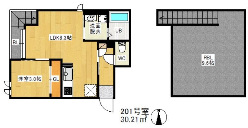 GRANDTIC DOLCE 井尻(1LDK/2階)の間取り写真