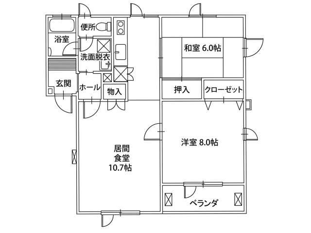 ハイツ01(2LDK/1階)の間取り写真