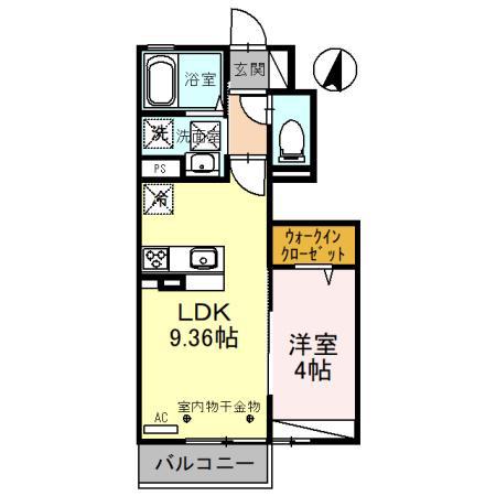 グラン・ディスJ(1LDK/1階)の間取り写真