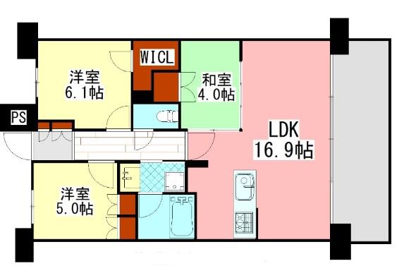 ザ・サンパークシティ黒崎(3LDK/2階)の間取り写真