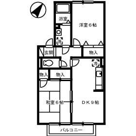 コーポラス中西(2LDK/2階)の間取り写真