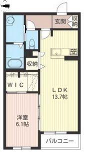 ポポラーレ(1LDK/1階)の間取り写真