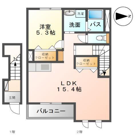 ルミナス(1LDK/2階)の間取り写真