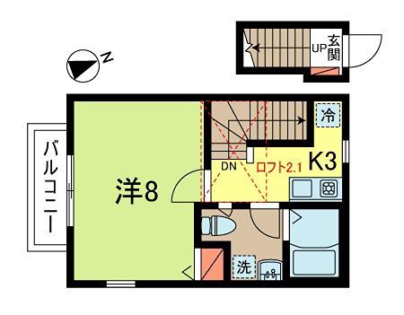 メゾン・イーリャS(1K/2階)の間取り写真
