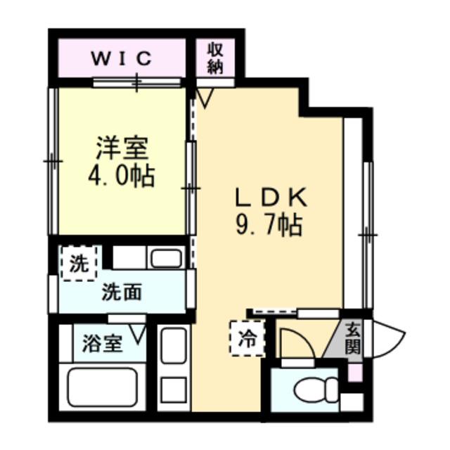 INTEGRAL下赤江(1LDK/1階)の間取り写真