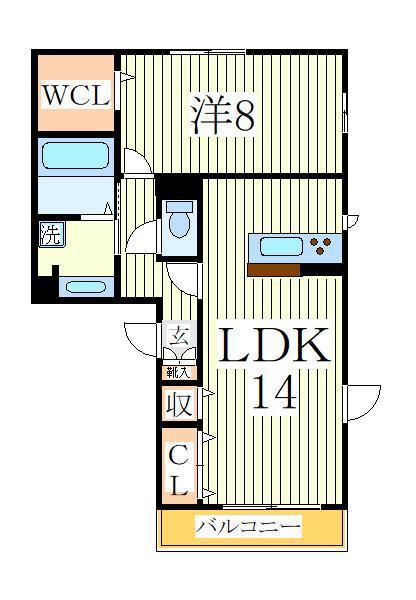 VERDEA棟(1LDK/3階)の間取り写真