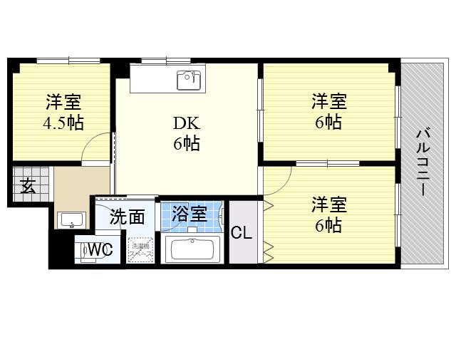 ライラックしのはら(3DK/3階)の間取り写真