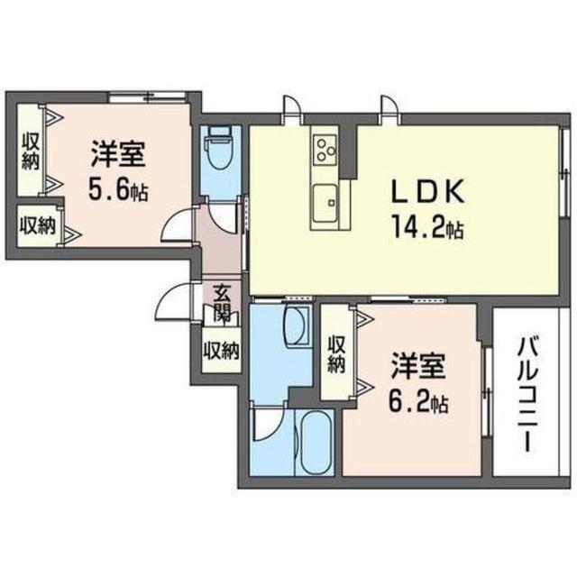 シャモニー(2LDK/2階)の間取り写真